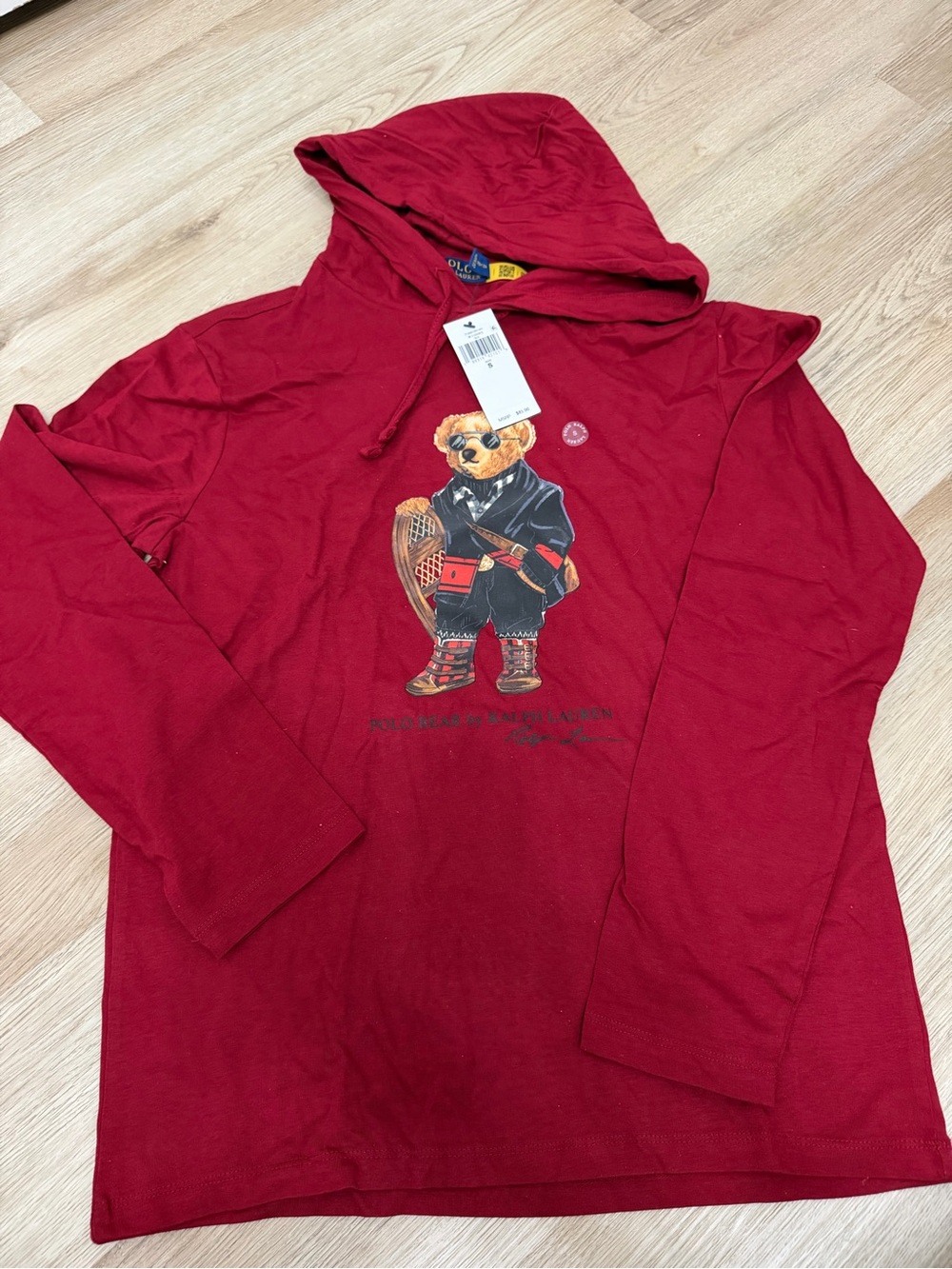 Ralph Lauren Kids Red Bear Hoodie Top with Graphic